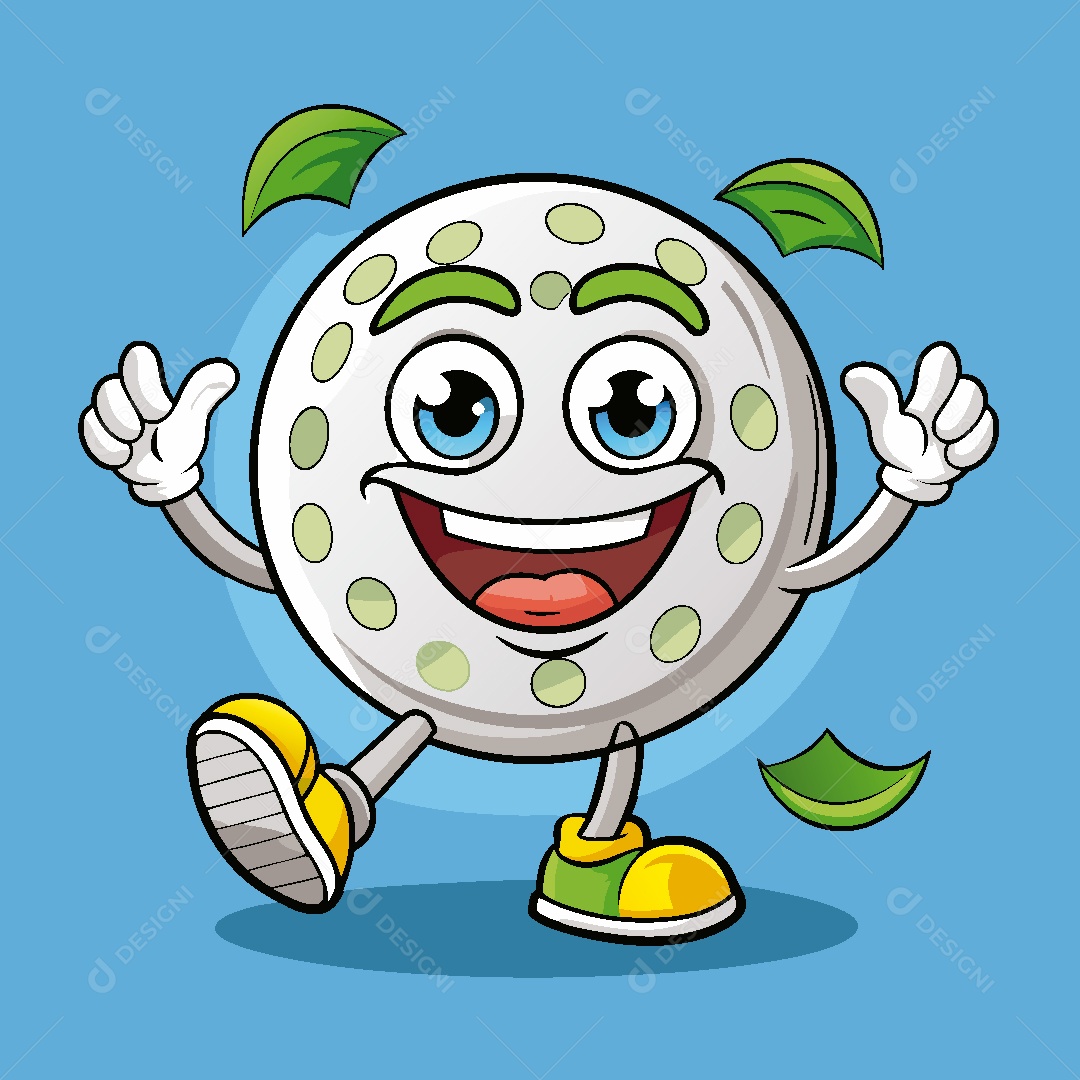 Mascote da bola de Golfe Ilustração Vetor EPS