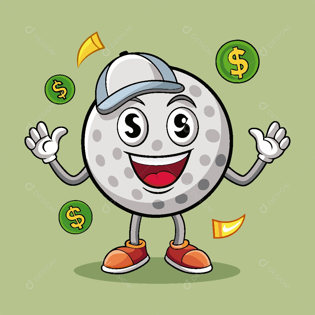 Mascote da bola de Golfe Ilustração Vetor EPS