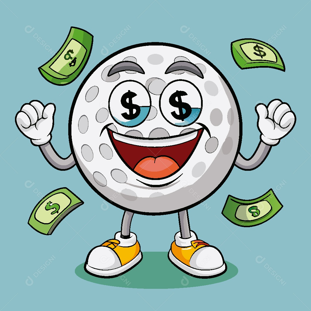 Mascote da bola de Golfe Ilustração Vetor EPS