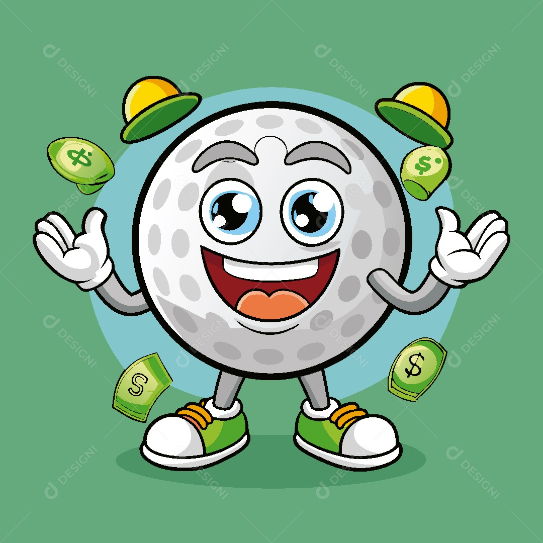 Mascote da bola de Golfe Ilustração Vetor EPS