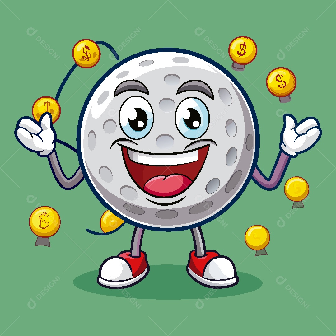 Mascote da bola de Golfe Ilustração Vetor EPS