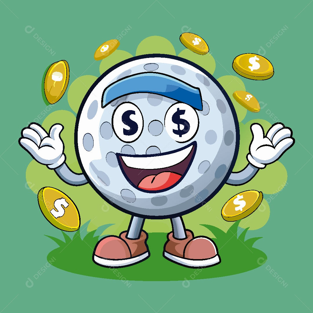 Mascote da bola de Golfe Ilustração Vetor EPS