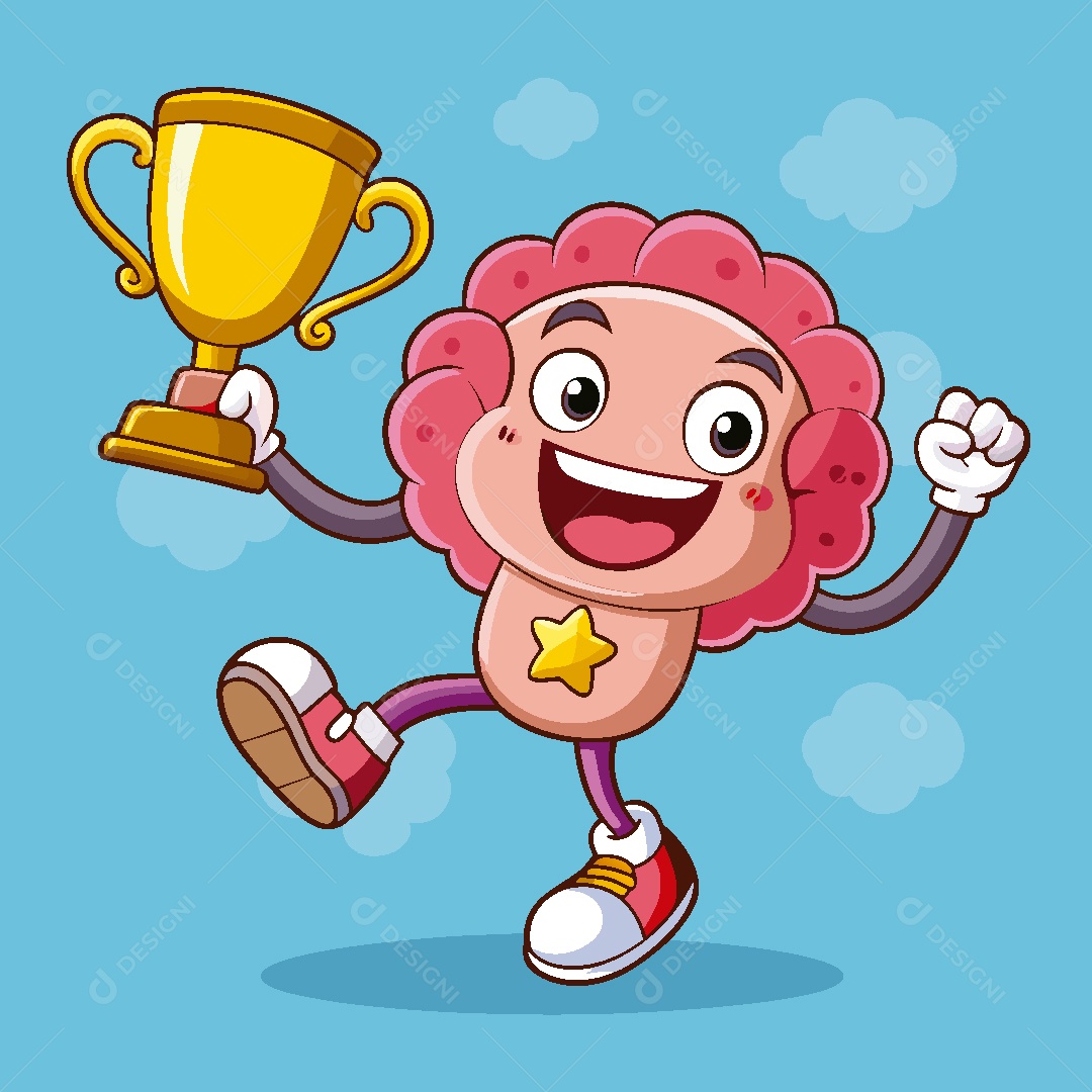 Cérebro Personagem Ilustração Vetor EPS