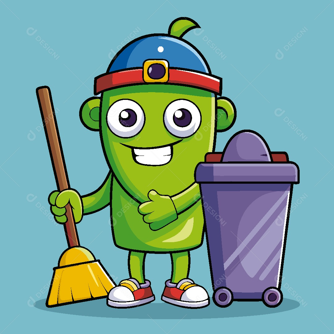 Lixeira Personagem Ilustração Vetor EPS