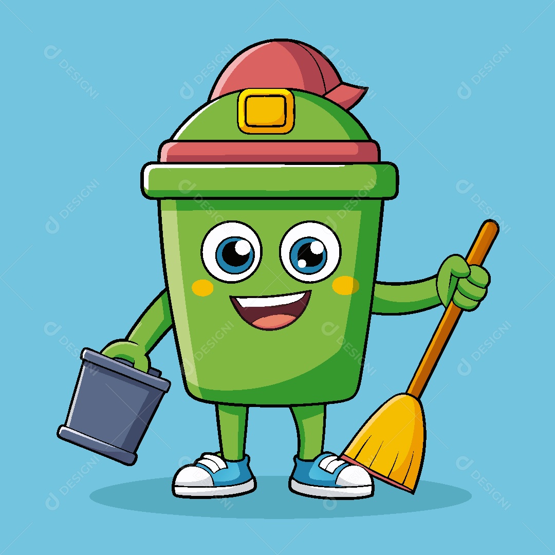 Lixeira Personagem Ilustração Vetor EPS