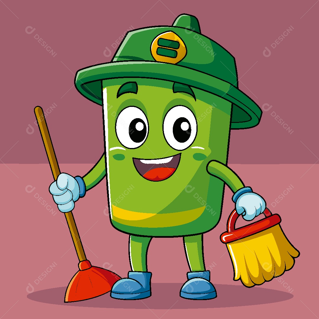 Lixeira Personagem Ilustração Vetor EPS