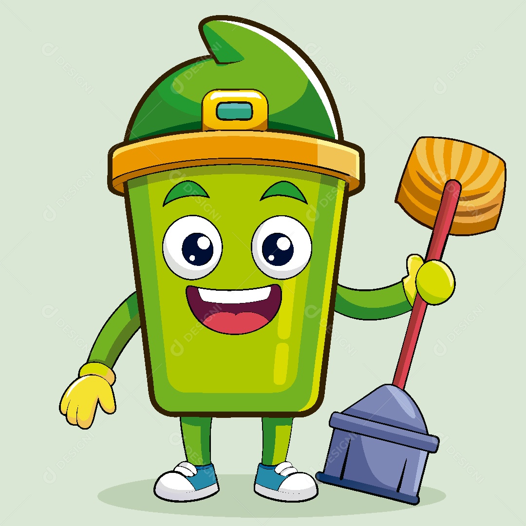 Lixeira Personagem Ilustração Vetor EPS