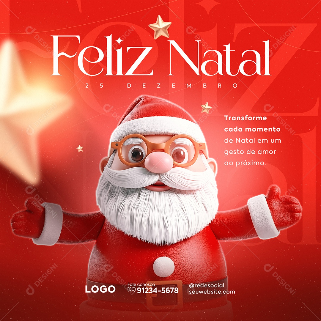 Feliz Natal 25 de Dezembro Boas Festas Social Media PSD Editável