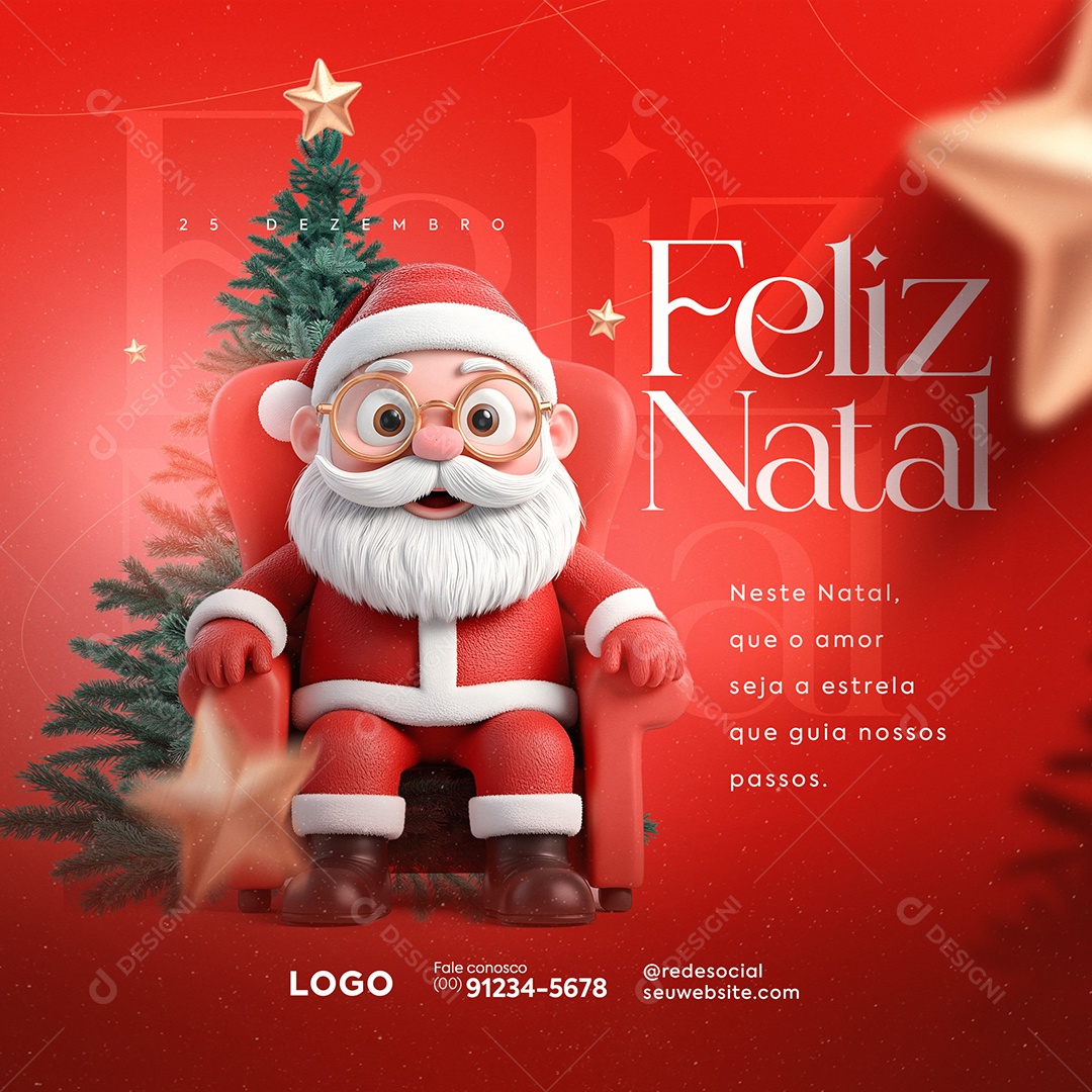 Feliz Natal 25 de Dezembro Boas Festas Social Media PSD Editável