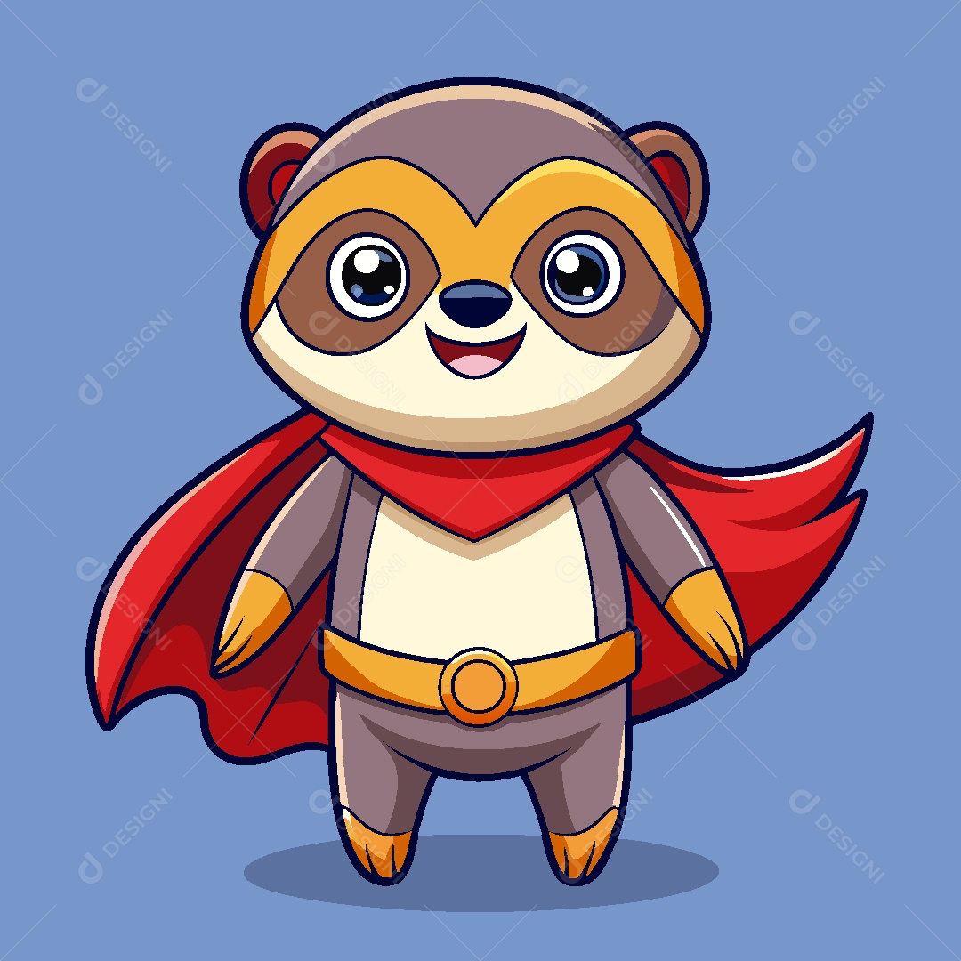 Super Herói Bicho Preguiça Ilustração Vetor EPS