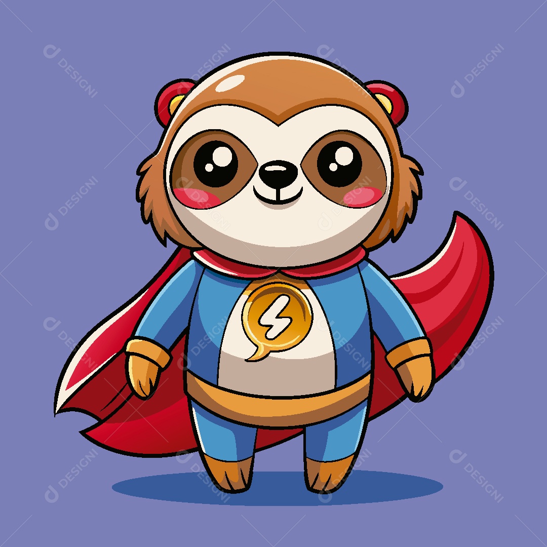 Super Herói Bicho Preguiça Ilustração Vetor EPS