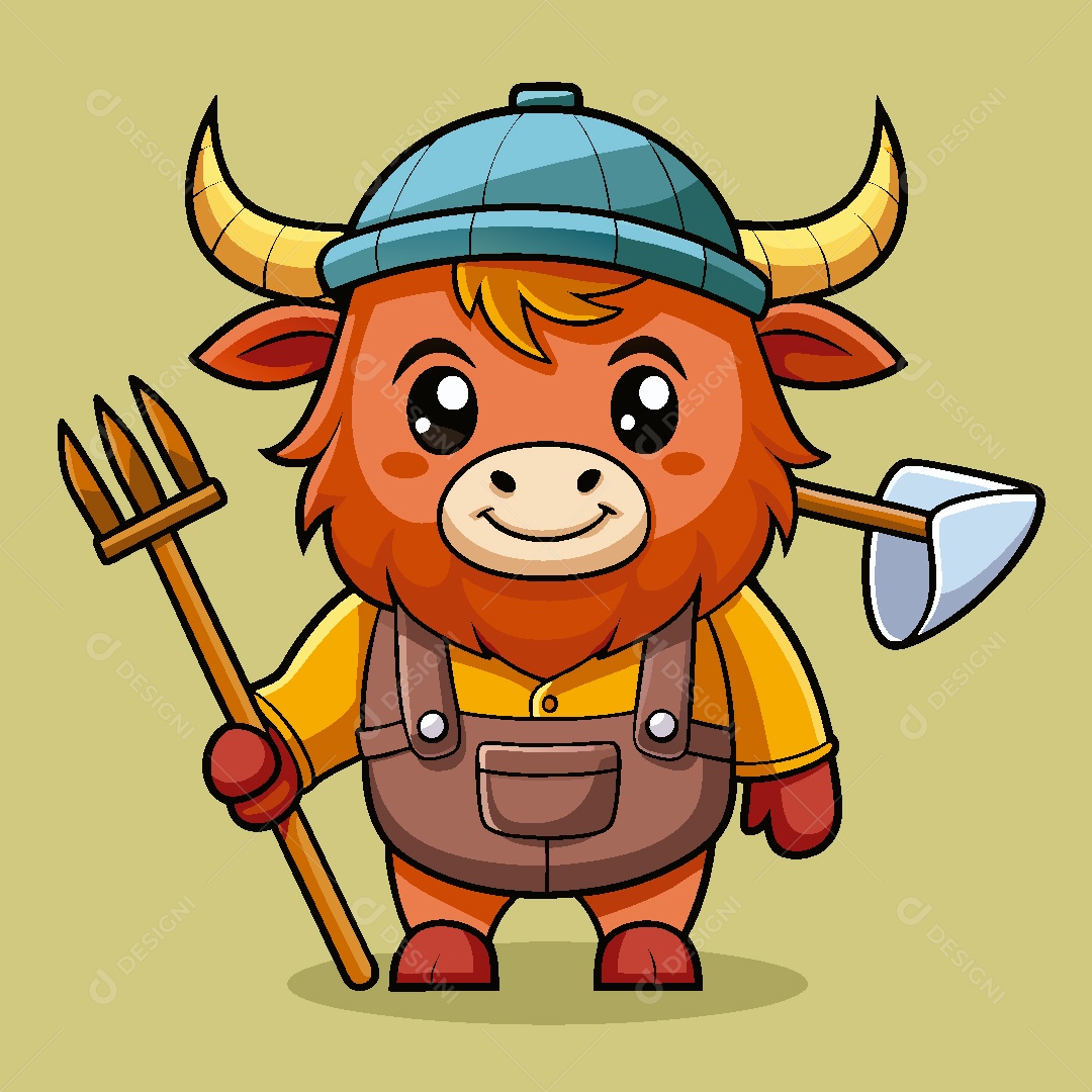 Touro Personagem Ilustração Vetor EPS