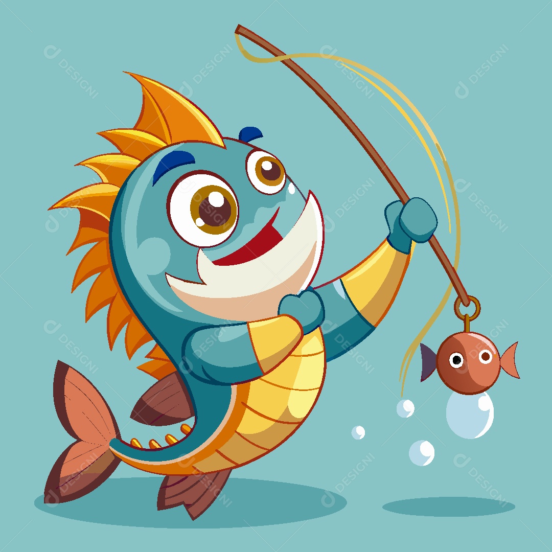 Peixe Personagem Ilustração Vetor EPS