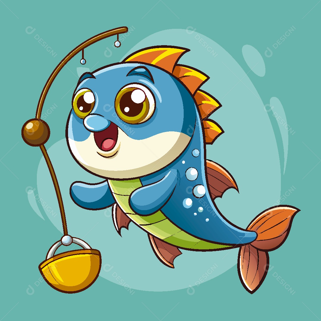 Peixe Personagem Ilustração Vetor EPS