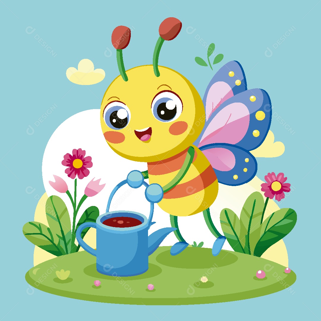 Borboleta Personagem Ilustração Vetor EPS