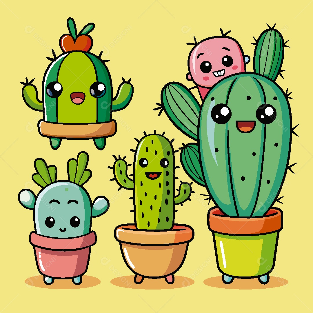 Personagem de Cacto Ilustração Vetor EPS