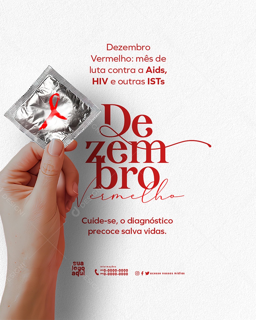 Dezembro Vermelho Mês de Luta AIDS e Outras ISTs Social Media PSD Editável