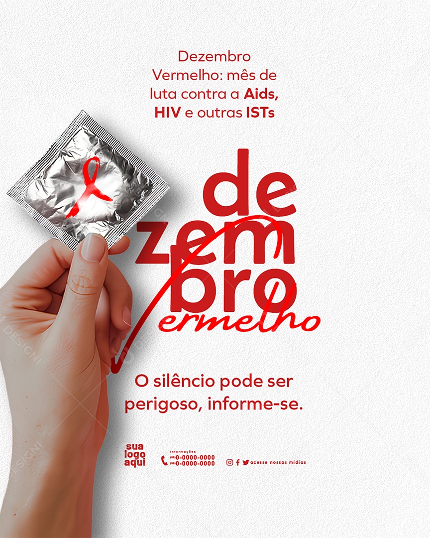 Dezembro Vermelho Mês de Luta Contra a Aids HIV e Outras ISTs Social Media PSD Editável