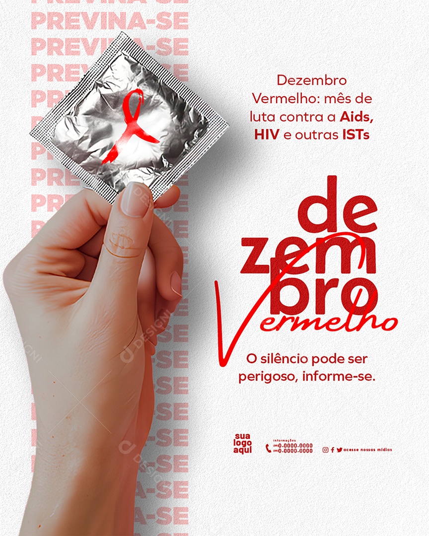 Dezembro Vermelho Mês de Combate AIDS e ISTs Social Media PSD Editável