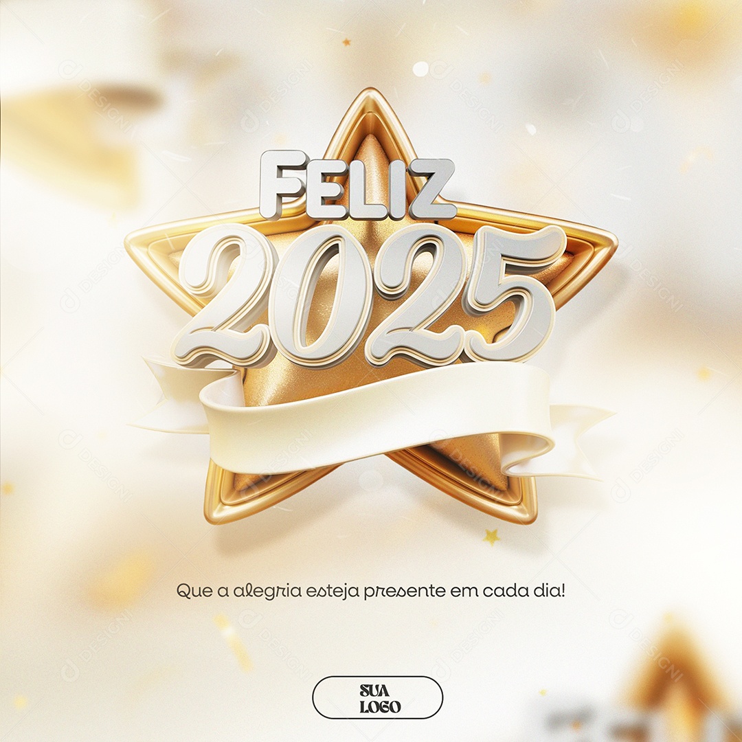 Feliz 2025 Ano Novo Que a Alegria Esteja Presente Social Media PSD Editável
