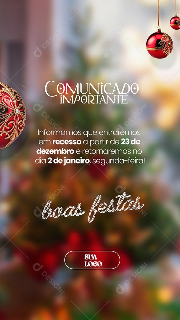 Story Comunicado Importante Natal Social Media PSD Editável