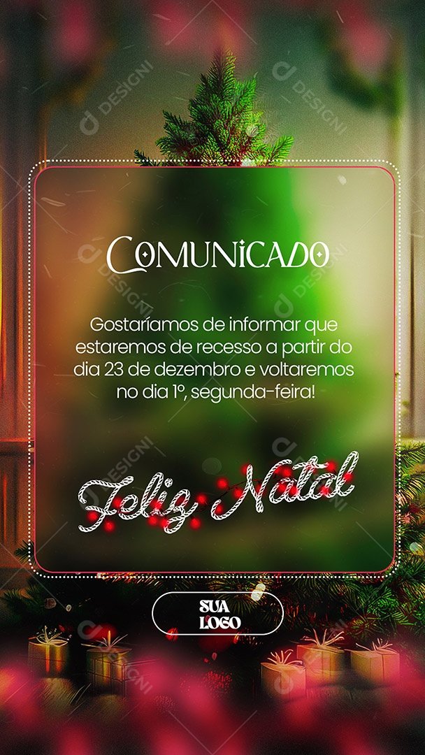 Story Comunicado Feliz Natal Social Media PSD Editável