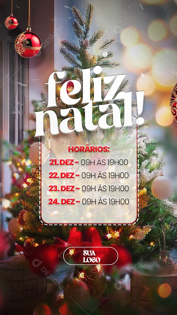 Story Horário de Funcionamento Feliz Natal Social Media PSD Editável