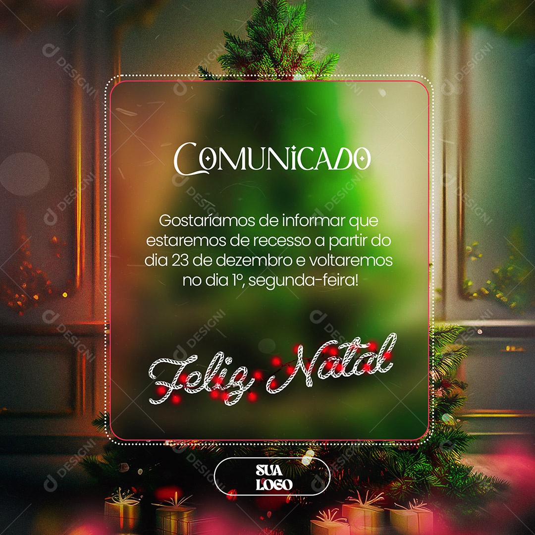 Comunicado Feliz Natal Social Media PSD Editável