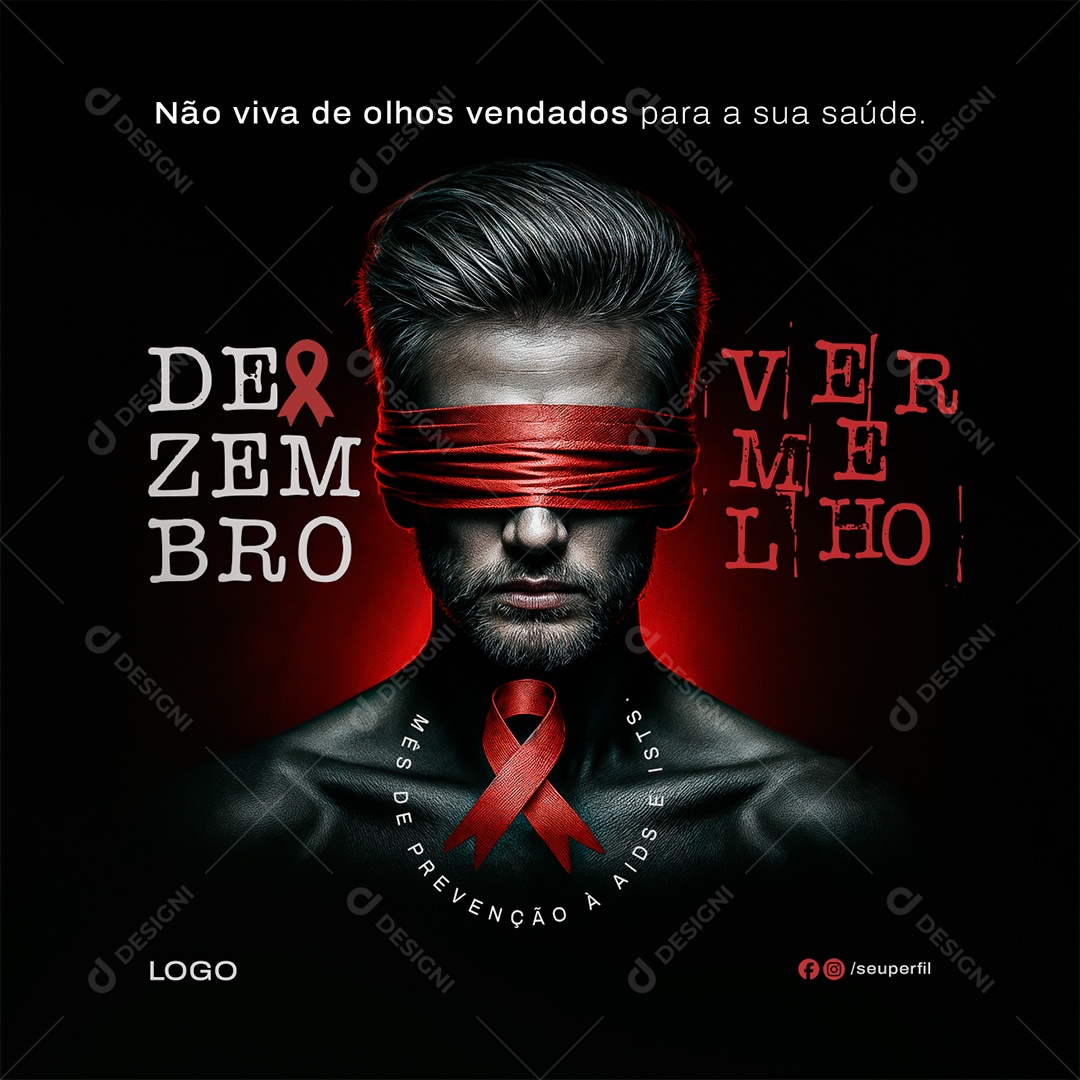 Dezembro Vermelho Mês de Combate a AIDS e ISTs Social Media PSD Editável