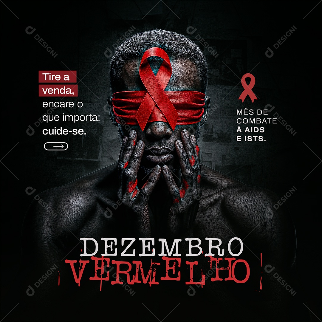 Dezembro Vermelho Mês de Combate a AIDS e ISTs Social Media PSD Editável