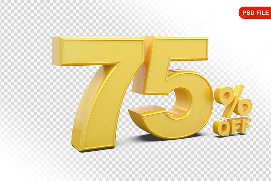 Desconto 75% Colorido Elemento 3D Para Composição PSD