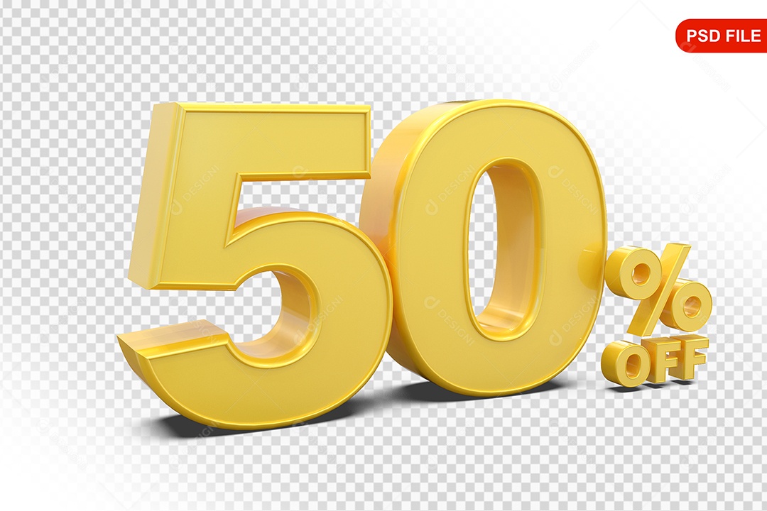 Desconto 50% Colorido Elemento 3D Para Composição PSD