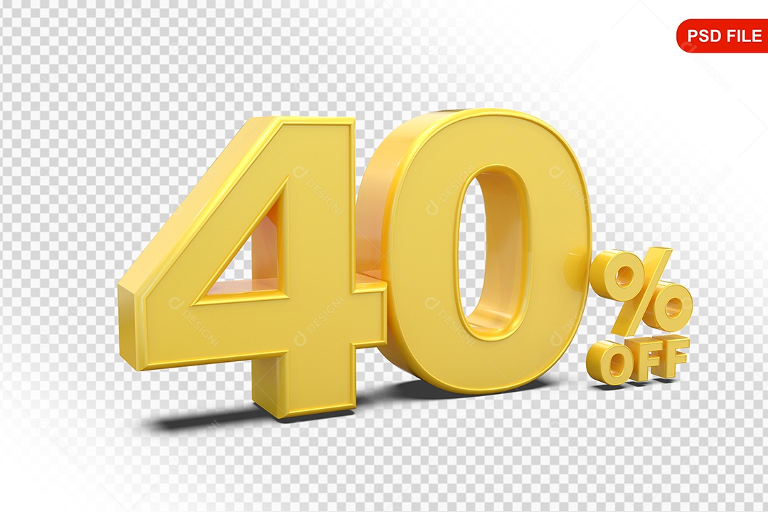 Desconto 40% Colorido Elemento 3D Para Composição PSD