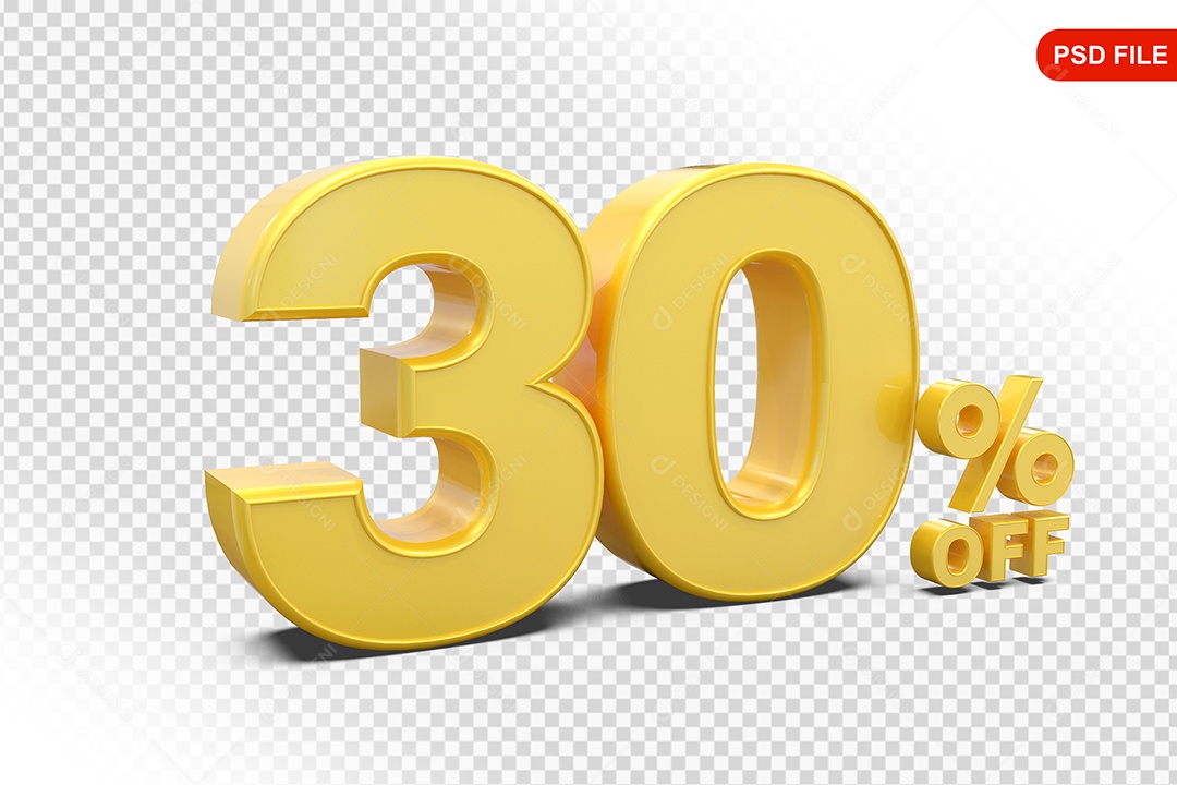 Desconto 30% Colorido Elemento 3D Para Composição PSD