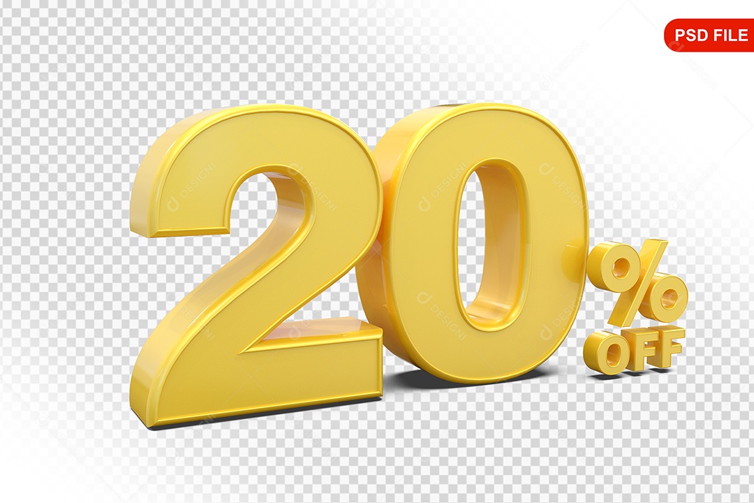 Desconto 20% Colorido Elemento 3D Para Composição PSD