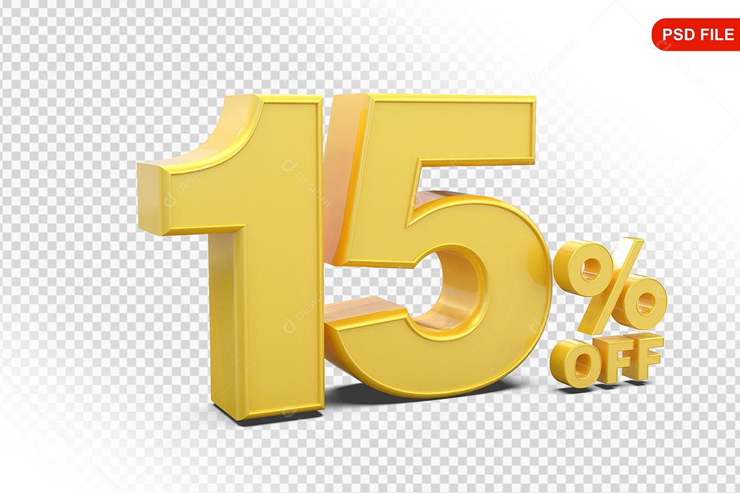 Desconto 15% Colorido Elemento 3D Para Composição PSD