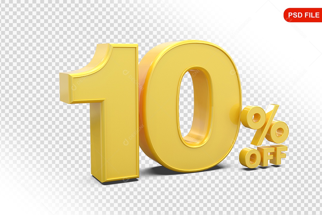 Desconto 10% Colorido Elemento 3D Para Composição PSD