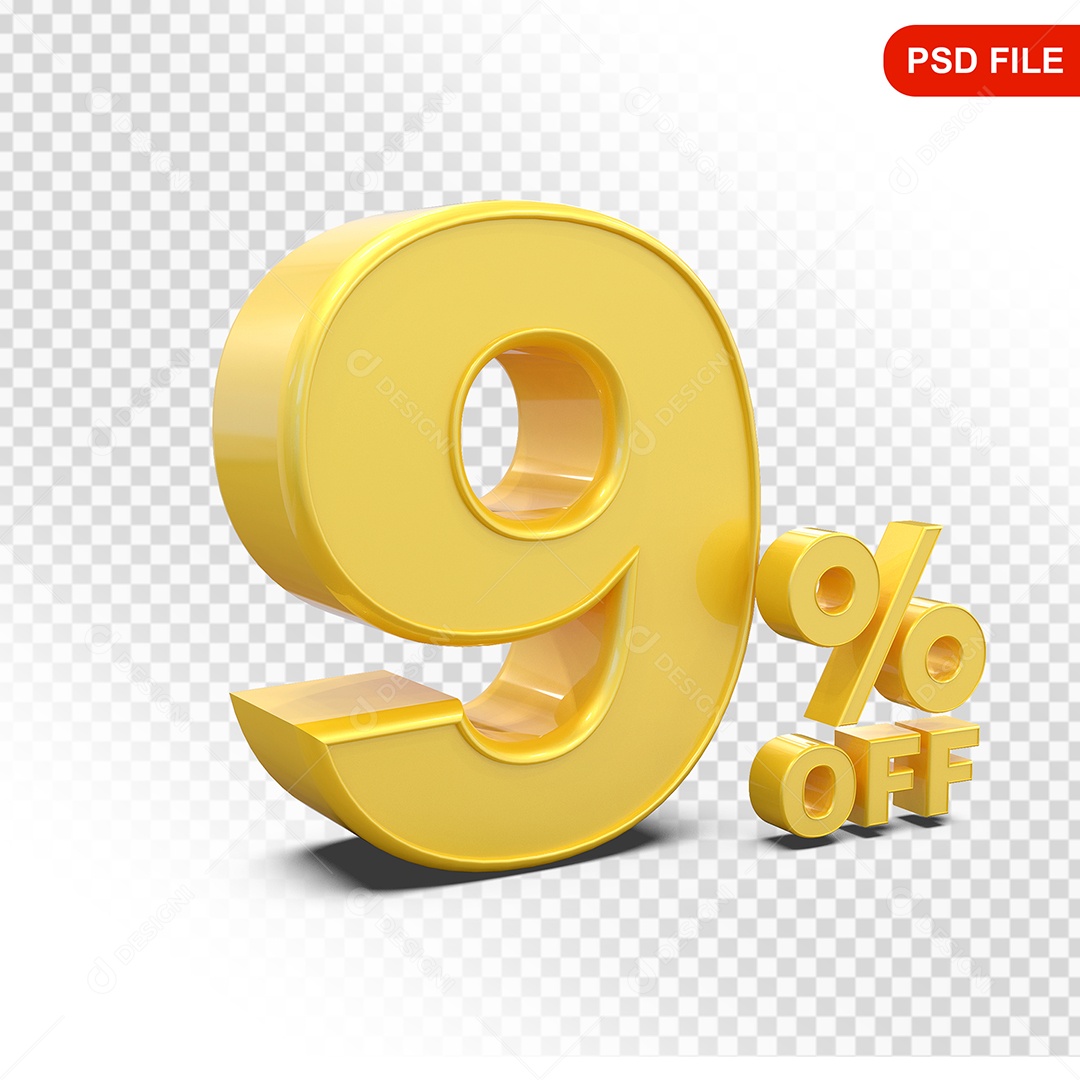 Desconto 9% Colorido Elemento 3D Para Composição PSD