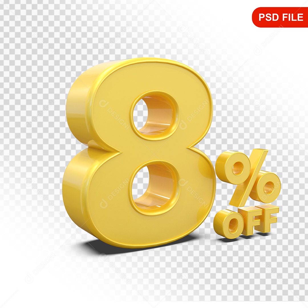 Desconto 8% Colorido Elemento 3D Para Composição PSD