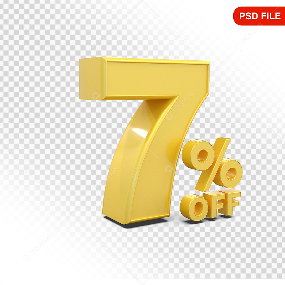 Desconto 7% Colorido Elemento 3D Para Composição PSD