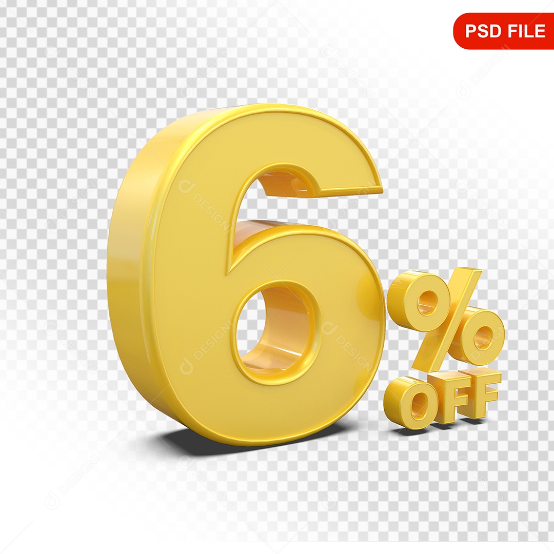 Desconto 6% Colorido Elemento 3D Para Composição PSD