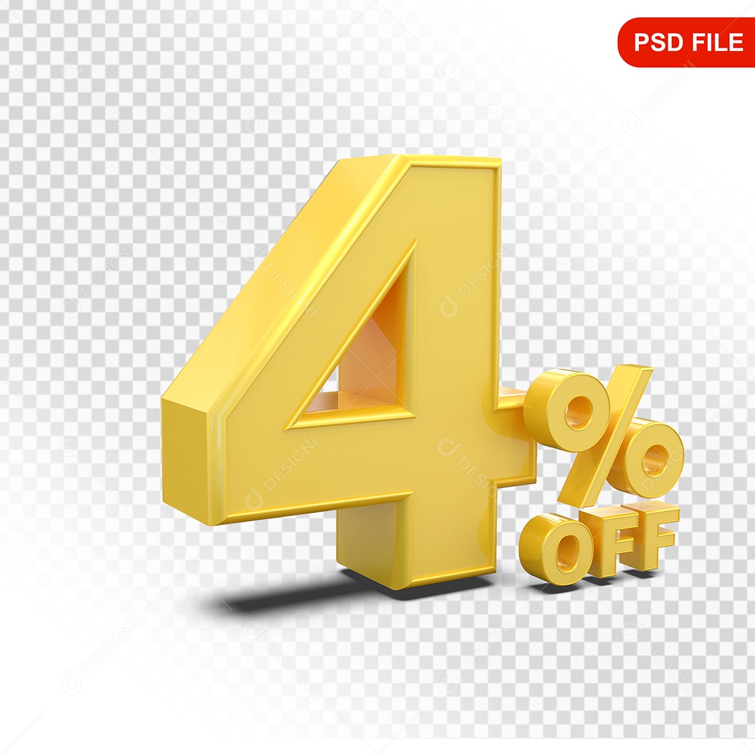 Desconto 4% Colorido Elemento 3D Para Composição PSD