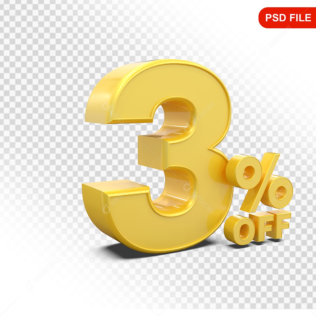 Desconto 3% Colorido Elemento 3D Para Composição PSD