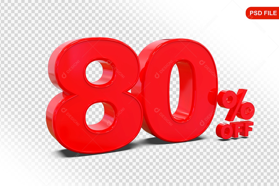 Desconto 80% Colorido Elemento 3D Para Composição PSD