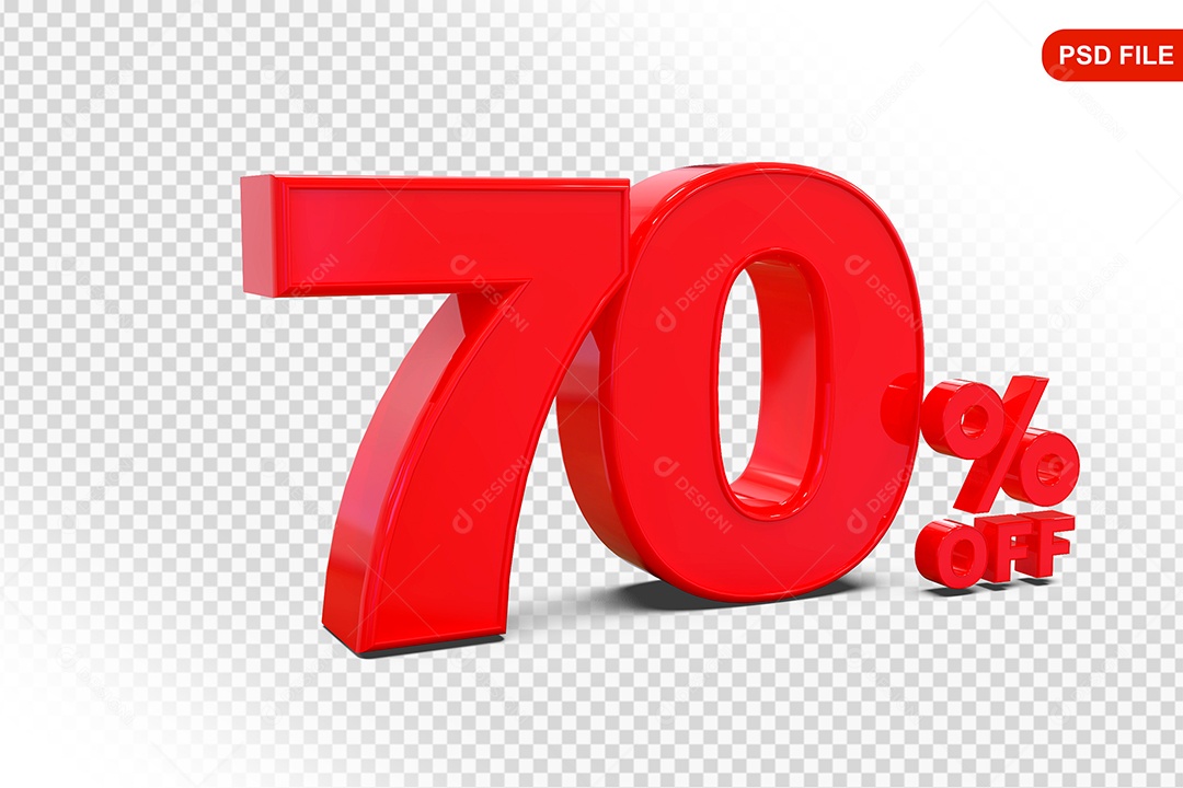 Desconto 70% Colorido Elemento 3D Para Composição PSD