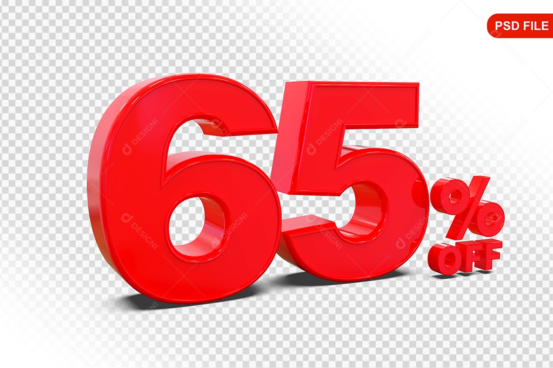 Desconto 65% Colorido Elemento 3D Para Composição PSD