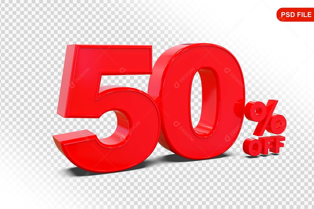Desconto 50% Colorido Elemento 3D Para Composição PSD