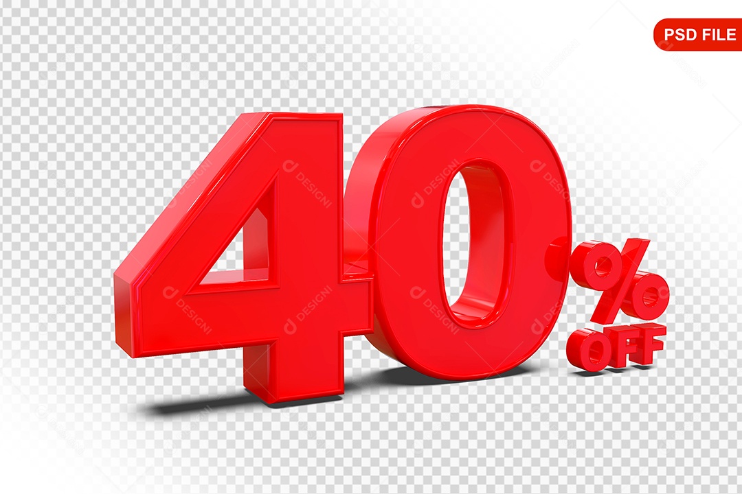Desconto 40% Colorido Elemento 3D Para Composição PSD