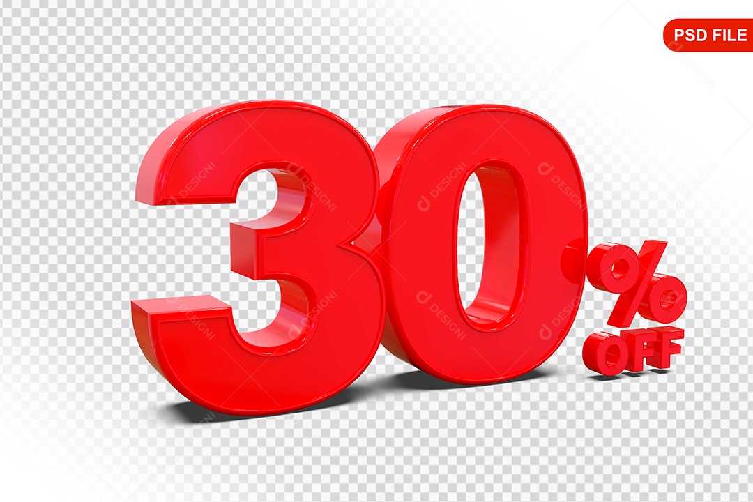 Desconto 30% Colorido Elemento 3D Para Composição PSD