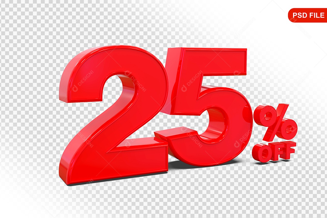 Desconto 25% Colorido Elemento 3D Para Composição PSD